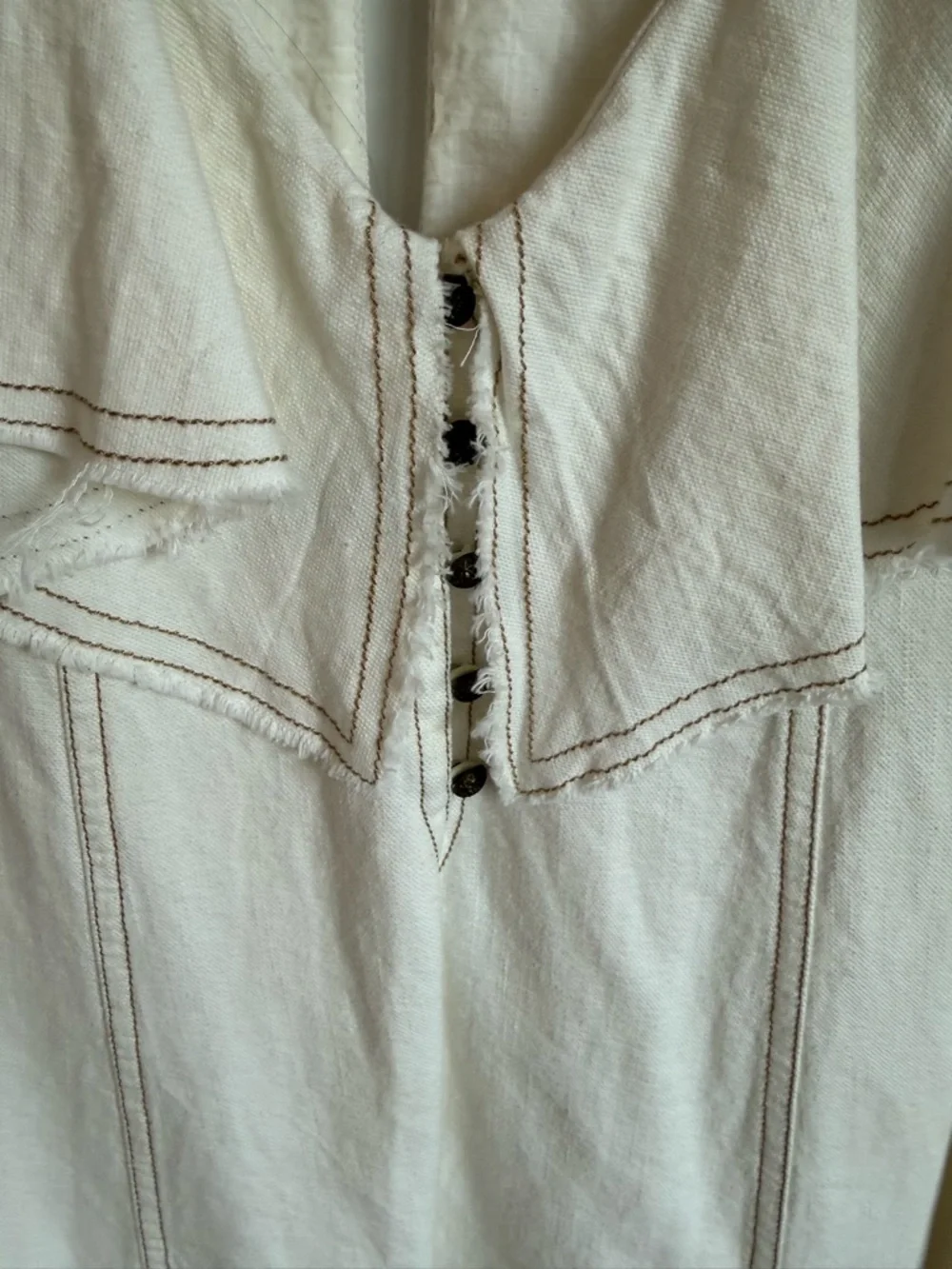 Pilcro Cream Ruffle-Trim Tunic Top - Picture 4 of 5
